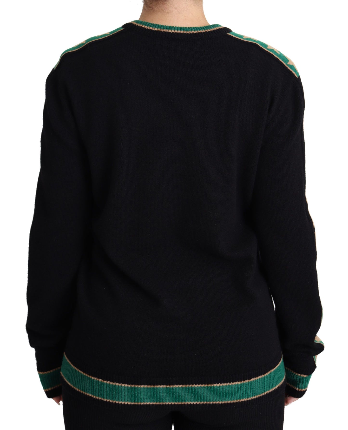 Dolce & Gabbana Elegant Black Cashmere Pullover with DG Monogram