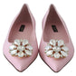 Dolce & Gabbana Crystal-Embellished Pink Leather Flats