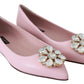 Dolce & Gabbana Crystal-Embellished Pink Leather Flats