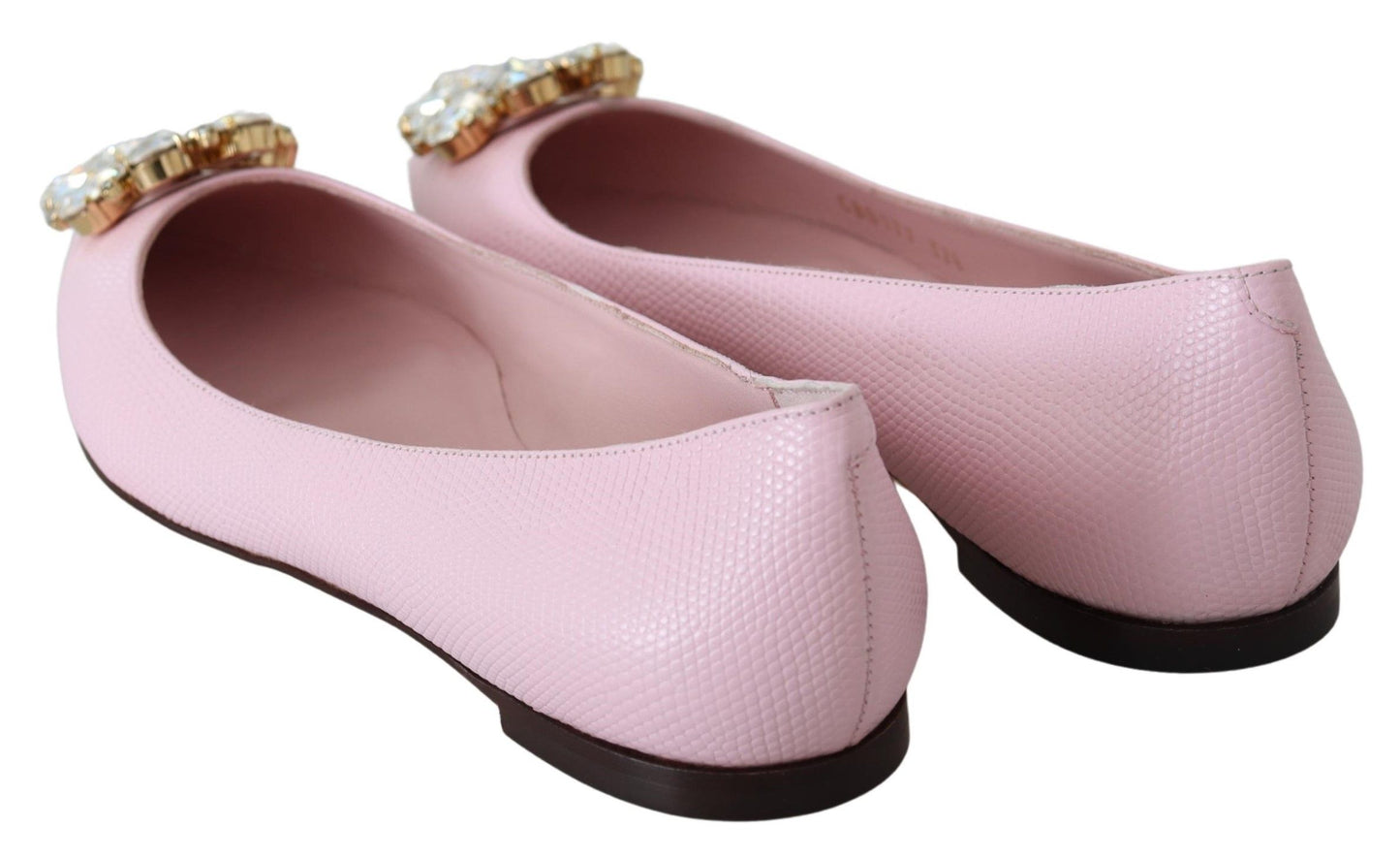 Dolce & Gabbana Crystal-Embellished Pink Leather Flats