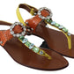 Dolce & Gabbana Multicolor Crystal Embellished Flat Sandals