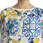 Dolce & Gabbana Elegant Off-White Silk Majolica Top