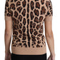 Dolce & Gabbana Elegant Leopard Print Wool Turtleneck Top