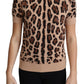 Dolce & Gabbana Elegant Leopard Print Wool Turtleneck Top