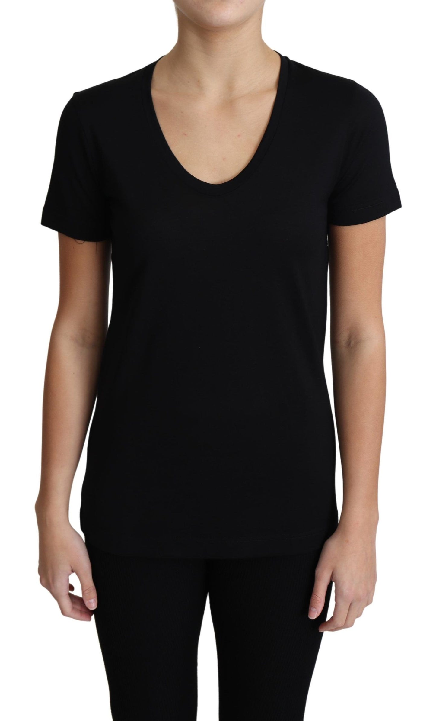 Dolce & Gabbana Elegant Wool Black Round Neck T-Shirt