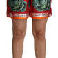 Dolce & Gabbana Elegant High Waist Cabbage Print Silk Shorts