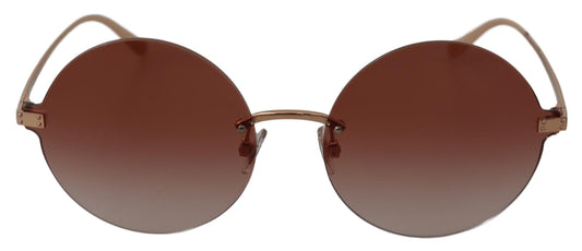 Dolce & Gabbana Elegant Gold Framed Round Red Lens Sunglasses