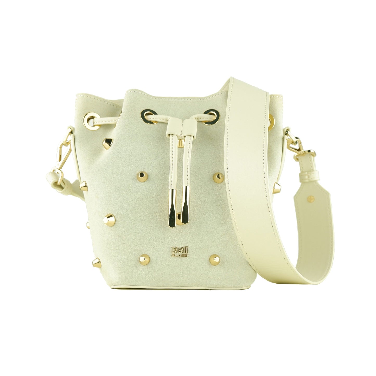 Cavalli Class Grey Calf Leather Women Shoulder Bag