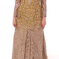 Lanre Da Silva Ajayi Exquisite Gold Lace Maxi Dress with Crystals