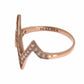 Nialaya Elegant Pink Crystal Encrusted Silver Ring