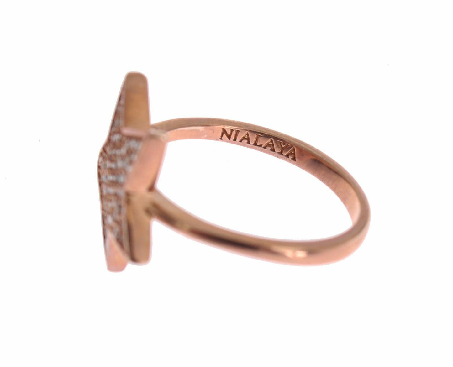 Nialaya Dazzling Pink Gold Plated Sterling Silver CZ Ring