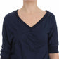 Exte Elegant Deep V-Neck Sweater in Blue