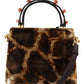 Dolce & Gabbana Elegant Giraffe Pattern Welcome Bag with Gold Accents