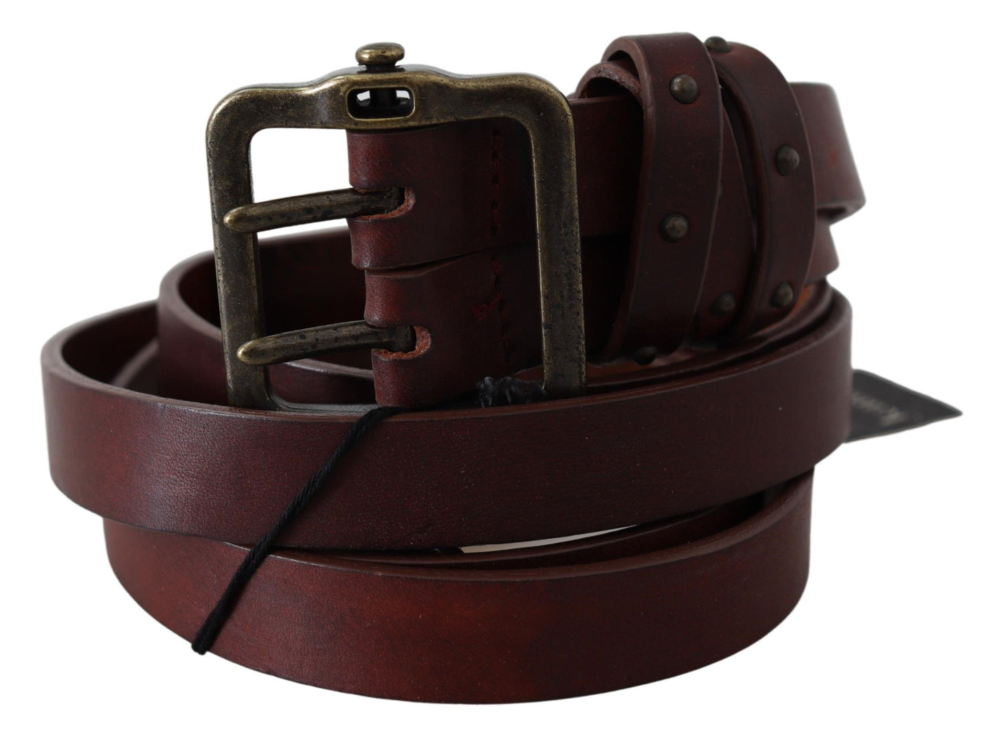 PLEIN SUD Elegant Leather Waist Belt with Bronze Buckle