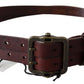 PLEIN SUD Elegant Leather Waist Belt with Bronze Buckle