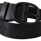 PLEIN SUD Elegant Black Leather Waist Belt