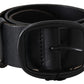 PLEIN SUD Elegant Black Leather Waist Belt