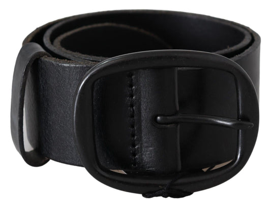 PLEIN SUD Elegant Black Leather Waist Belt