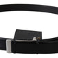 PLEIN SUD Elegant Black Leather Waist Belt