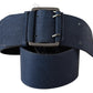 GF Ferre Chic Blue Leather Belt with Silver Tone Hardware