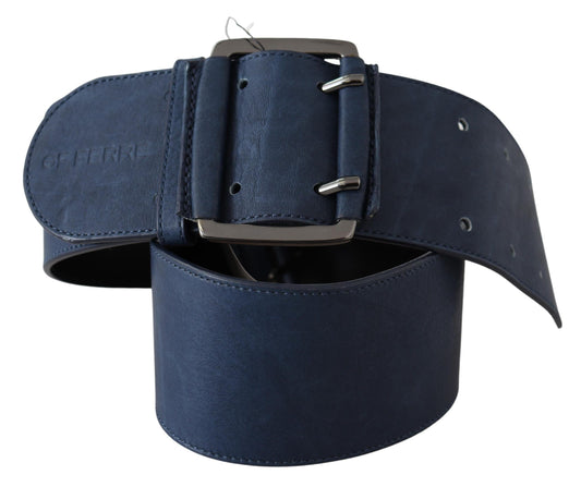 GF Ferre Chic Blue Leather Belt with Silver Tone Hardware