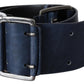 GF Ferre Chic Blue Leather Belt with Silver Tone Hardware