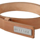 GF Ferre Elegant Light Brown Leather Belt with Logo Buckle