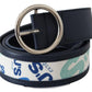 Exte Elegant Navy Leather Waist Belt with Silver Buckle