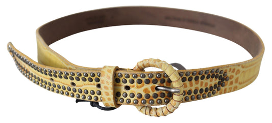 Ermanno Scervino Sophisticated Beige Leather Belt with Snakeskin Accents