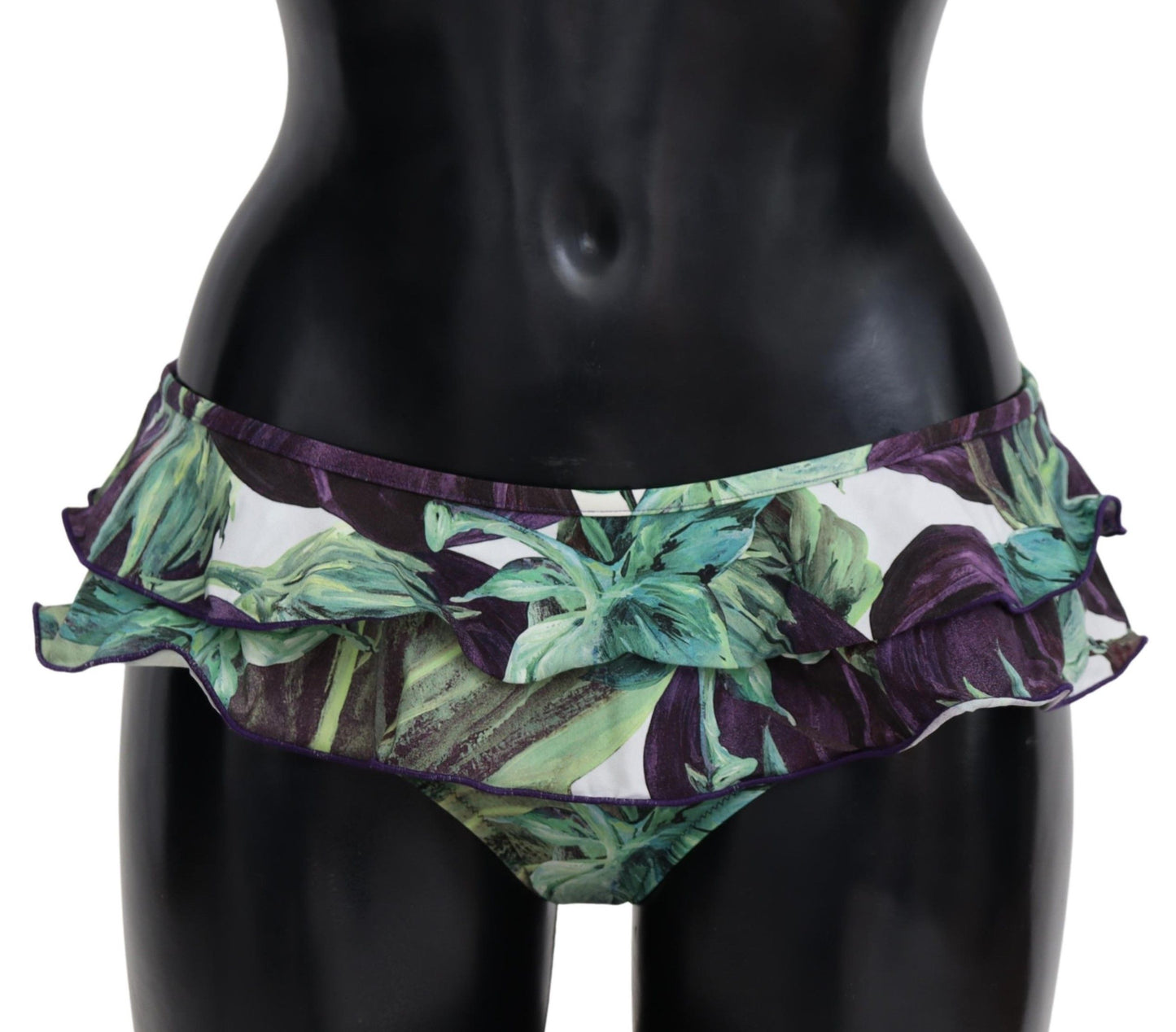 Dolce & Gabbana Eggplant Print Green Bikini Bottom