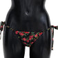 Dolce & Gabbana Elegant Black Roses Print Bikini Bottom