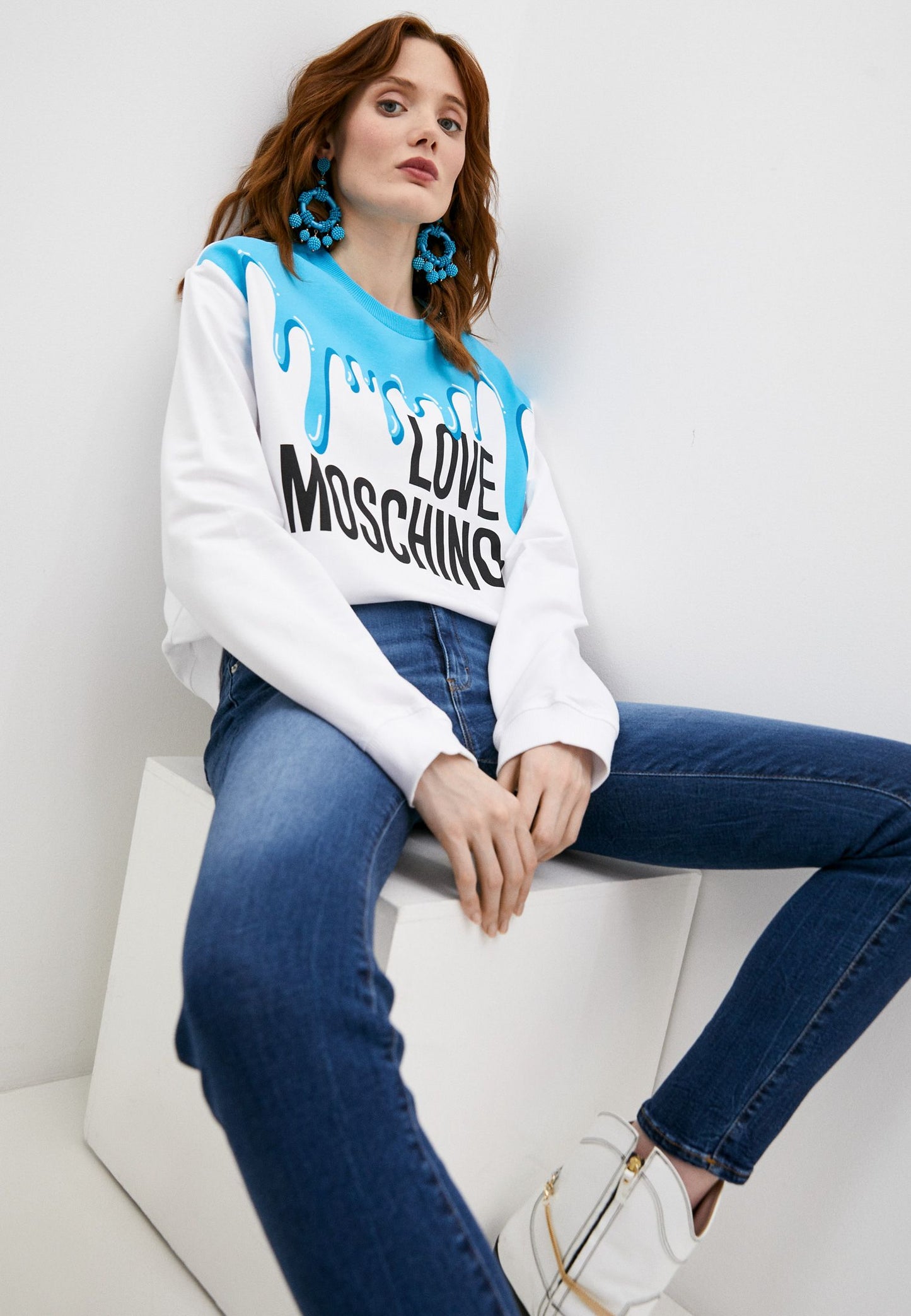 Love Moschino Light Blue Cotton Women Sweater