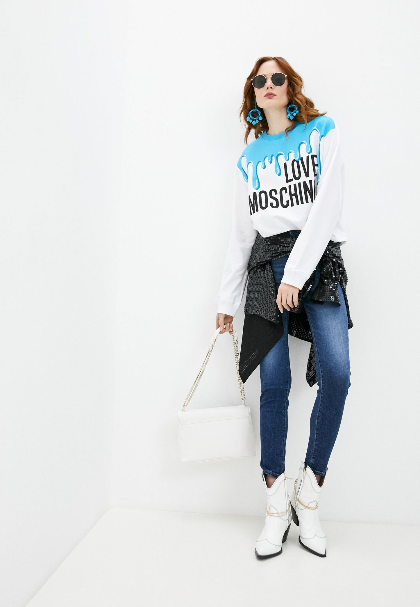 Love Moschino Light Blue Cotton Women Sweater