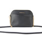 Michael Kors Jet Set Travel Medium Leather X Cross Dome Crossbody Handbag (Black Solid/Gold)