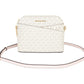 Michael Kors Jet Set Travel Medium Leather X Cross Dome Crossbody Handbag (Vanilla Signature/Powder Blush)