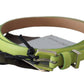 Scervino Street Classic Green Leather Belt with Silver-Tone Hardware