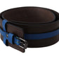 Costume National Elegant Brown Leather Belt with Blue Lining