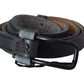 Ermanno Scervino Chic Gray Fur-Trimmed Leather Belt