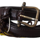 Scervino Street Elegant Dark Brown Leather Belt with Bronze-Tone Hardware