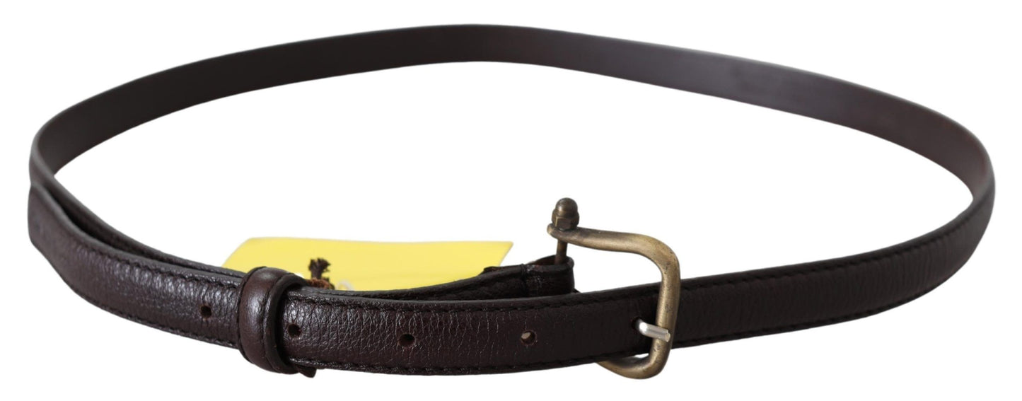 Scervino Street Elegant Dark Brown Leather Belt with Bronze-Tone Hardware