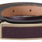 GF Ferre Elegant Maroon Leather Belt with Gold-Tone Buckle