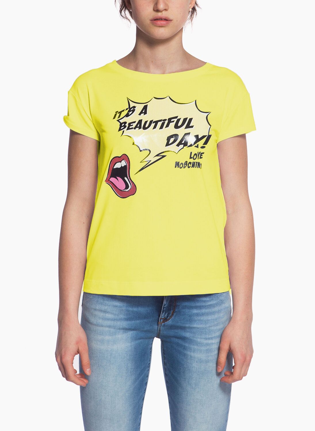 Love Moschino Yellow Cotton Women T-Shirt