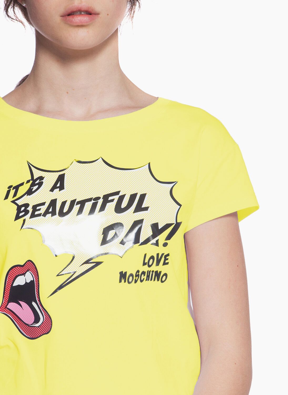 Love Moschino Yellow Cotton Women T-Shirt