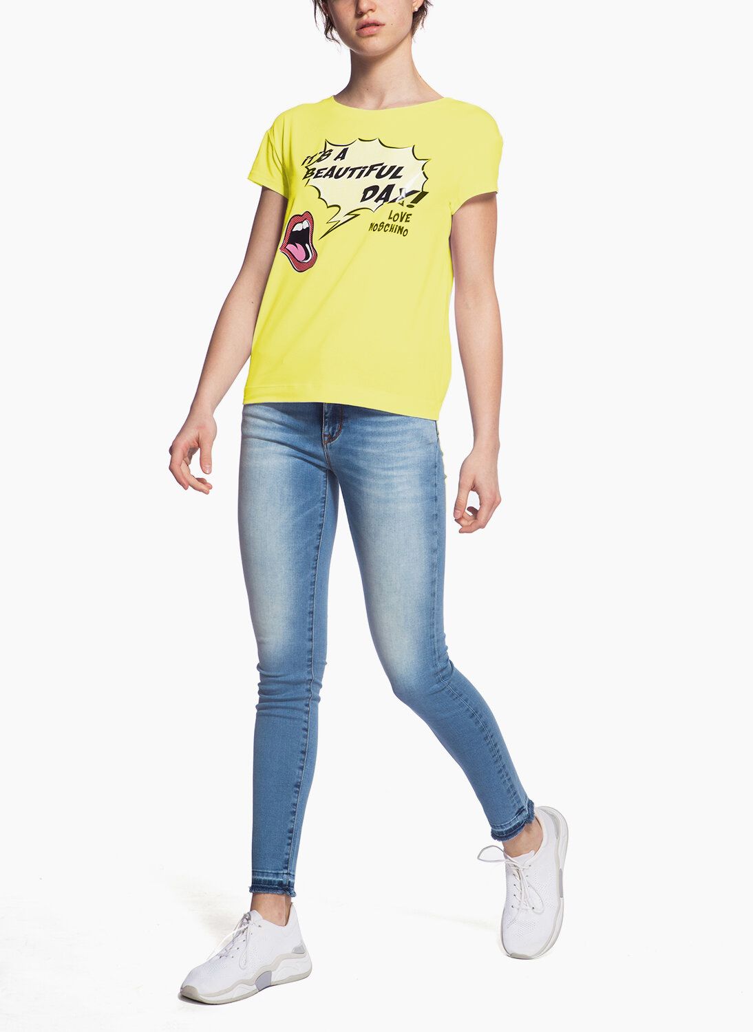 Love Moschino Yellow Cotton Women T-Shirt