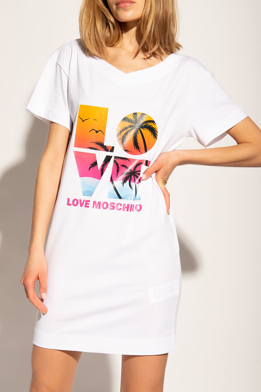 Love Moschino Chic Summer Love Logo White Dress