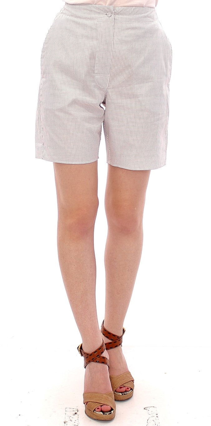 Andrea Incontri Chic White Checkered Cotton Shorts