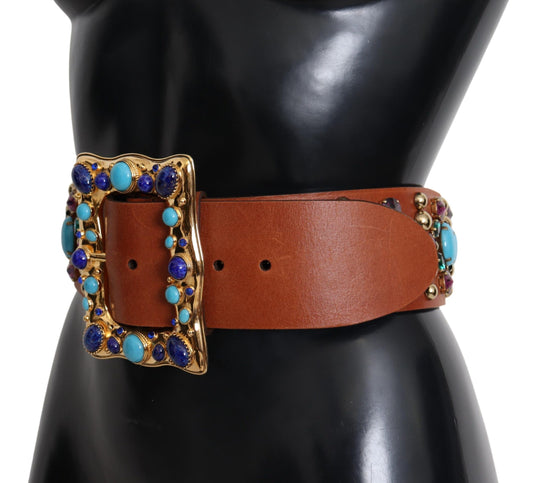 Dolce & Gabbana Elegant Studded Leather Belt with Gold Accents