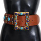 Dolce & Gabbana Elegant Studded Leather Belt with Gold Accents