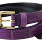 Dolce & Gabbana Elegant Purple Crocodile Leather Belt with Gold Buckle