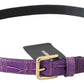 Dolce & Gabbana Elegant Purple Crocodile Leather Belt with Gold Buckle